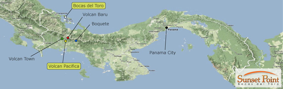 Panama Map: real estate locations.