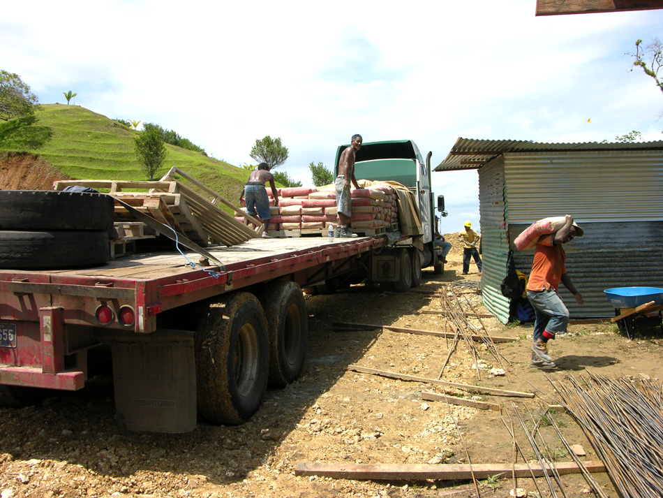 Sunset Point, Panama: unloading cement.