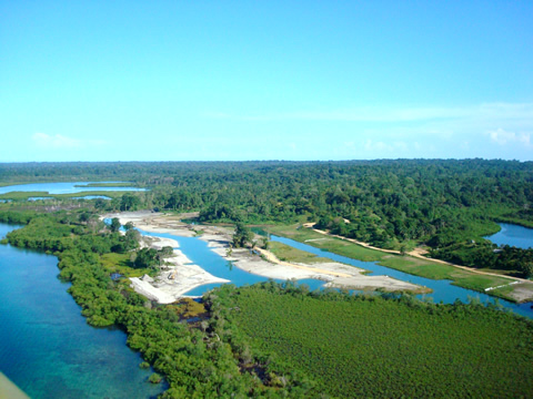 An aerieal ocean view of Sunset Point.