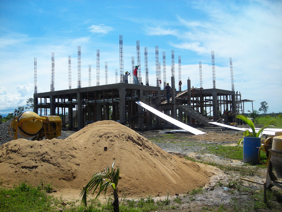 Second-floor takes shape; Note the concrete staircase for the main entrance.