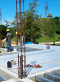 Steel reinforced concrete.