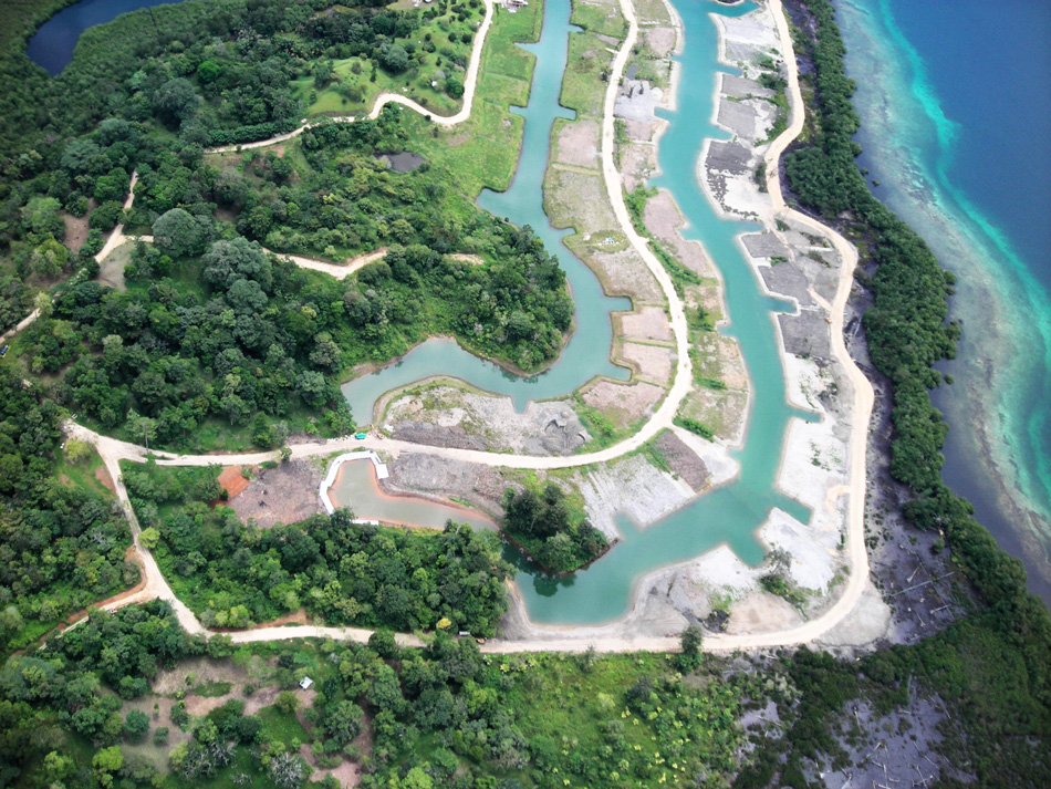 Sunset Point, aerial view of the roads, and canals.