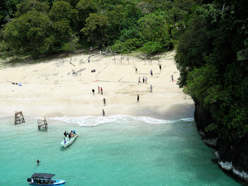 Preparing the set for an episode of Survivor